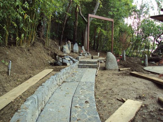 STONE WALK, STAIRS, & PLANTER WALLS