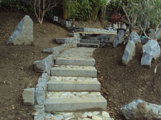 STAIRS, WALK, RETAINING WALLS