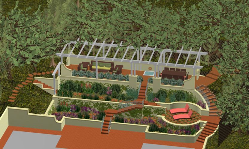 Terraced Hillside Residence Rendering